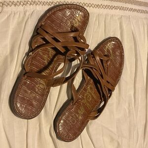 Sam Edelman Brown Croc-Embossed Sandals